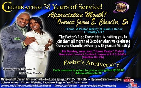 Overseer and Pastor Chandler's 38th Anniversary Celebration — The ...