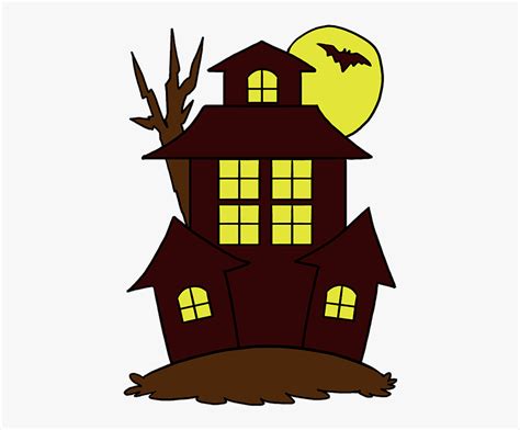 How To Draw Haunted House - Haunted House Drawing Easy, HD Png Download ...