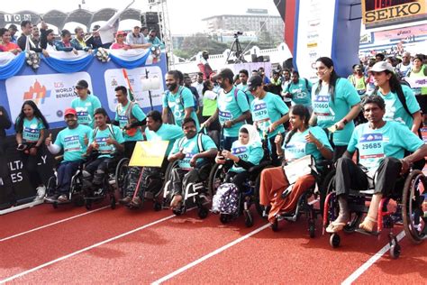 Specially-abled people participate during the TCS World 10K Marathon