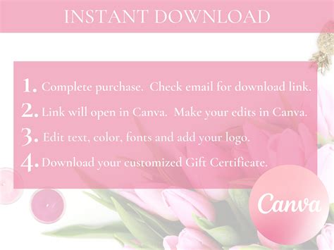 GIFT CERTIFICATE TEMPLATE Printable Canva Editable Gift - Etsy