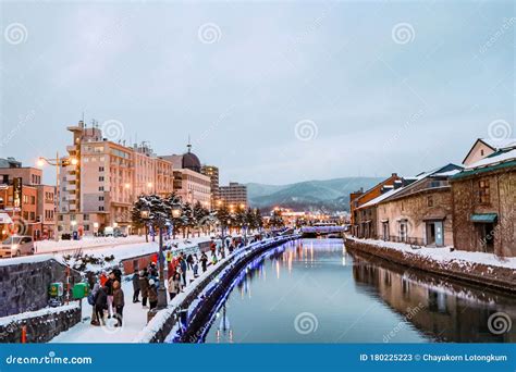 Otaru Canal in Winter with Twilight Light. Editorial Stock Photo - Image of famous, exterior ...