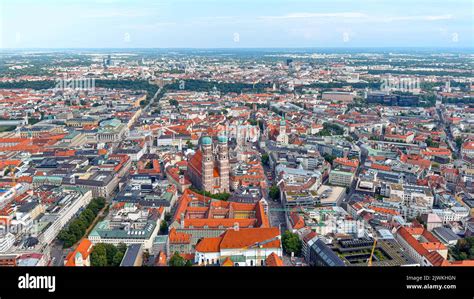 Munich, German München, city, capital of Bavaria Land (state), southern Germany. Aerial view of ...