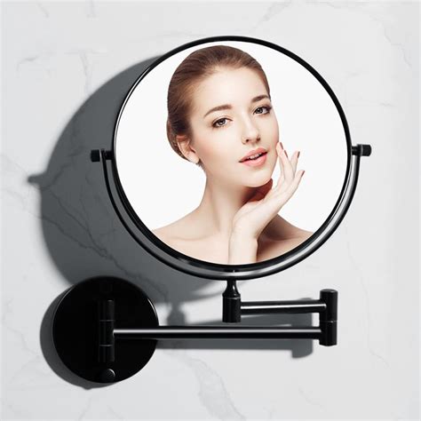 Prettyui Wall Mounted Makeup Mirror Bathroom Beauty Mirror Bathroom Black Extendable Mirror Wall ...