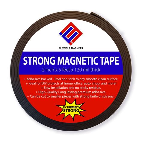 Flexible Magnetic Tape Roll with Adhesive Backing, Extremely Strong! Superior Quality! By ...