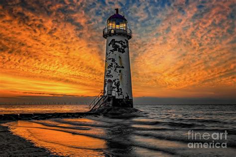 Talacre Beach Lighthouse Sunset Photograph by Adrian Evans - Pixels