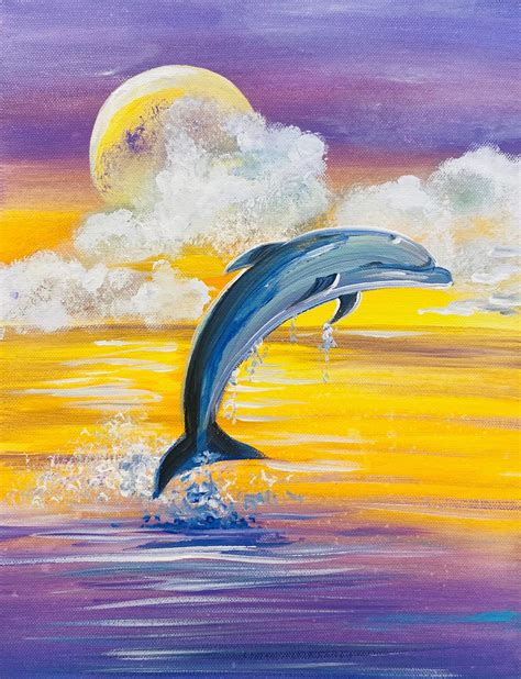 Canvas Painting Class: Dolphin Sunrise - Think Iowa City