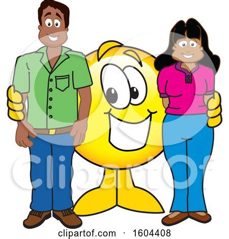 Clipart of a Smiley Emoji School Mascot Character with Parents - Royalty Free Vector ...