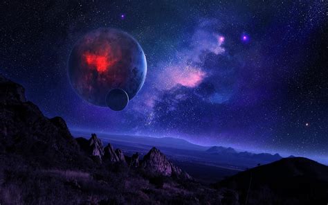 Starry Sci-Fi Landscape HD Wallpaper