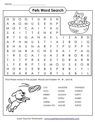 Second Grade Word Search Puzzles Printable