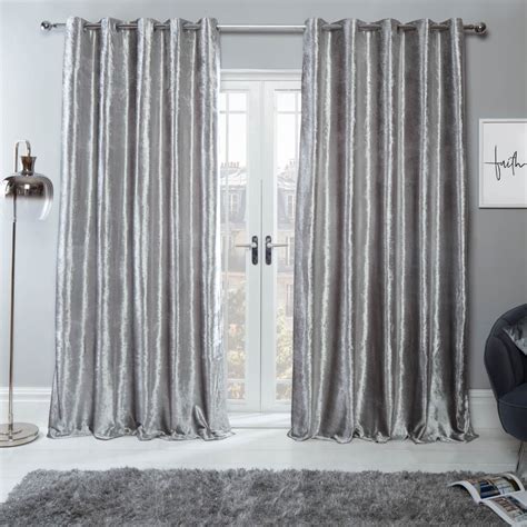 Sienna Home Crushed Velvet Eyelet Curtains - Silver