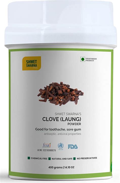 SHWET SWARNA Clove Powder Laung Powder Herbal Health Supplement in Toothache Infections and Sore ...