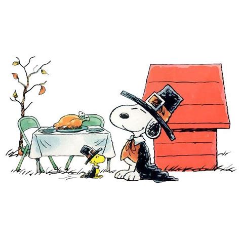 Snoopy & Woodstock Thanksgiving Dinner Cartoon Clipart Image Picture liked on Polyvore ...