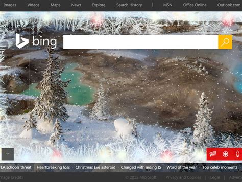 You can add a crackling fireplace and other holiday effects on the Bing ...