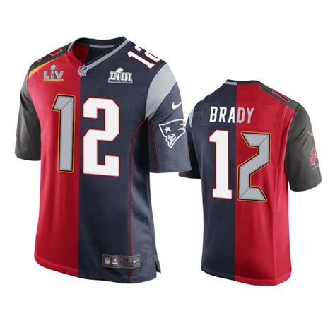 Buccaneers Patriots Tom Brady Split Two Tone Super Bowl Jersey - Pick ...