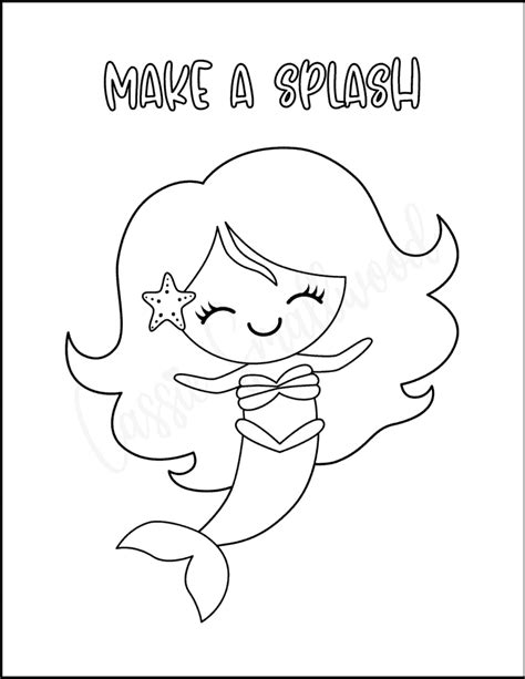 Cute Mermaid Coloring Pages For Kids - Cassie Smallwood