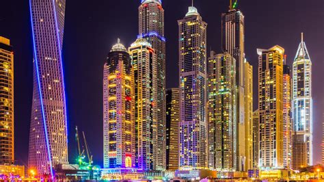 Dubai, city, skyscrapers, buildings, night, lights, colorful, brilliant, urban scenery wallpaper ...