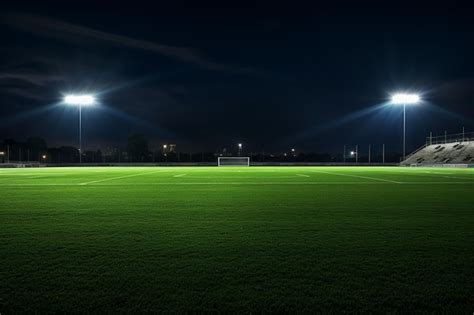 Premium AI Image | Arafed soccer field with lights and grass at night generative ai