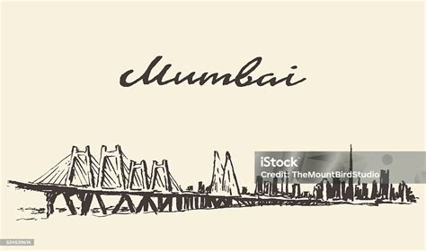 Mumbai Skyline Vector Illustration Drawn Sketch Stock Illustration - Download Image Now - Mumbai ...