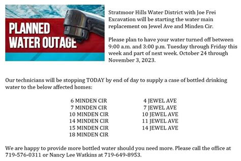 WATER OUTAGE - Stratmoor Hills Water and Sanitation Districts