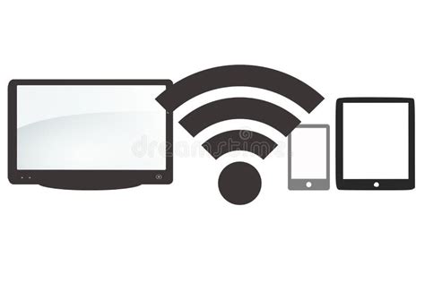 Tv Connected To Phones and Tablets Wifi Internet Connectivity Stock Illustration - Illustration ...