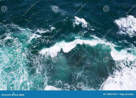 Top view on ocean waves. stock image. Image of splash - 158831967