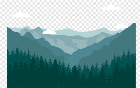 Illustration of pine trees near mountain, Squamish Euclidean Mountain ...