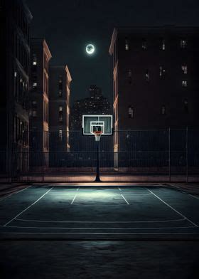 'Basketball Court at Night' Poster by David Godbehere | Displate