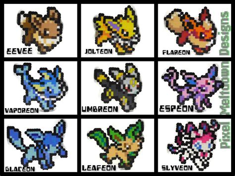 Grid Minecraft Pixel Art Pokemon Eevee Evolutions - Jolteon, flareon and the most popular and ...