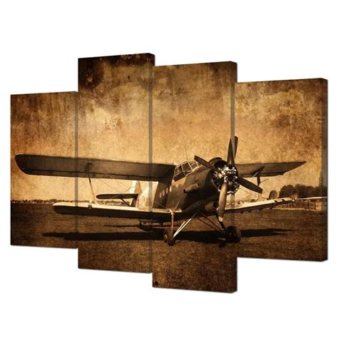 Canvas-Prints-Vintage-Aircraft-Art-Old-Plane-Picture-Wall-Decor ...