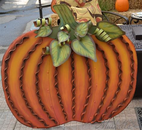 Large metal pumpkin | Outdoor pumpkin decorations, Fall yard decor, Pumpkin decorating