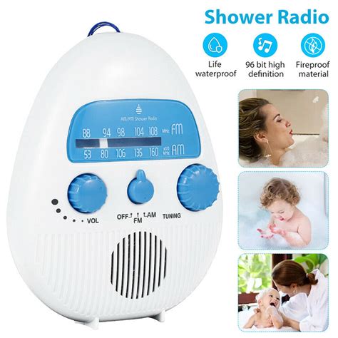 Shower Radio Adjustable Volume Long Standby Life Shocking Sound ...