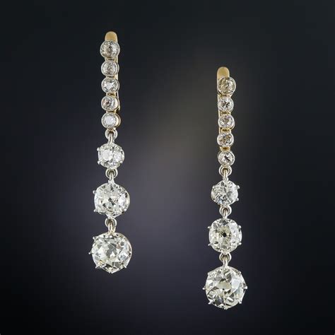 3.75 Carat Long Diamond Drop Earrings