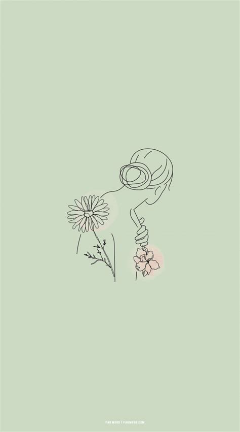 Pastel Green Flower Background