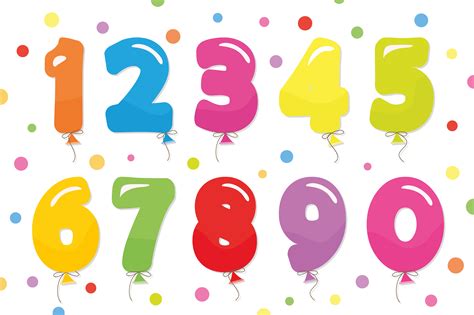 Balloon coloder numbers set. For birthday and party festive design ...