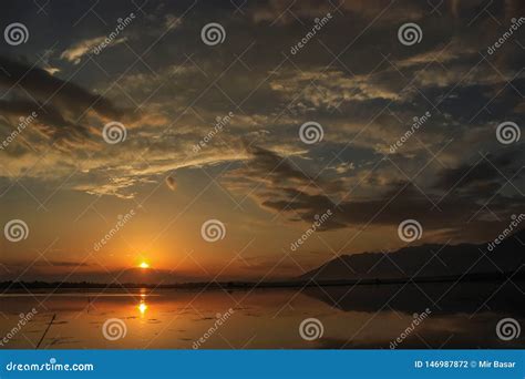 A Beautiful Sunset on the Dal Lake in Kashmir. Reflections in the Dal ...