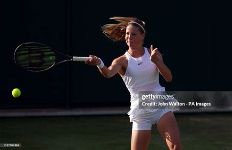 Hannah Klugman in action in the Girls singles on day seven of the... News Photo - Getty Images