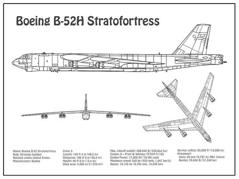 B-52 Stratofortress - Airplane Blueprint. Drawing Plans or Schematics ...