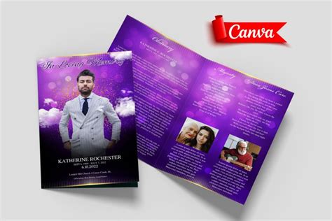 8 Page Funeral Program Bi-Fold Template