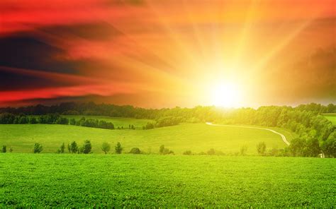 Photo Sun Nature Sky Fields Sunrises and sunsets landscape 3840x2400