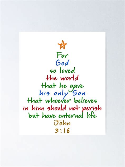 "For God So Loved The World Bible Verse Christmas Tree " Poster for Sale by TeeTimeGuys | Redbubble