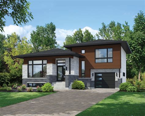 Plan 80789PM: Split Level Contemporary House Plan | Split level house exterior, Modern house ...