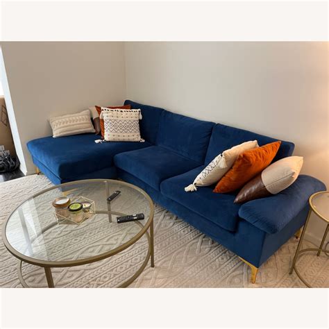 Modern Velvet Fabric Sectional Sofa - AptDeco