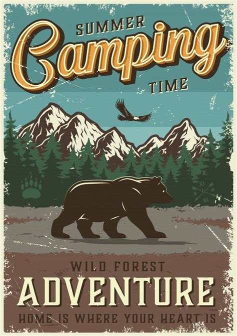 Download Vintage Summer Outdoor Camping Poster for free | Camping poster, Retro poster, Vintage ...