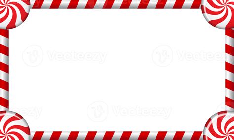 Rectangle candy cane frame with red and white striped lollipop pattern ...