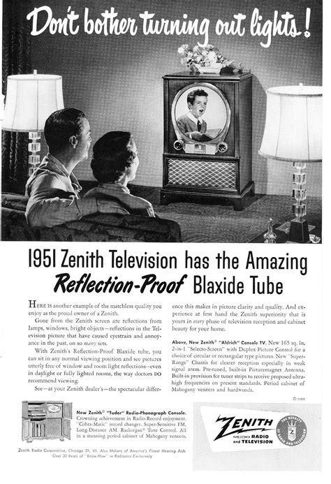 Zenith TV. 1951 : r/vintageads