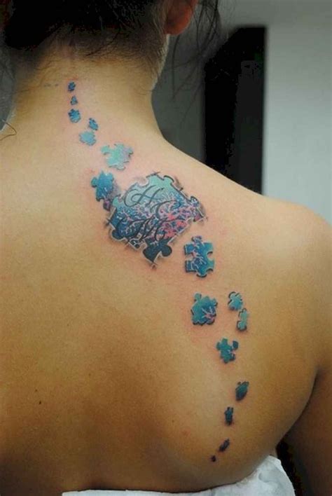 39 Coolest Puzzle Piece Autism Tattoos Art Ideas | Puzzle tattoos, Autism tattoos, Neck tattoo