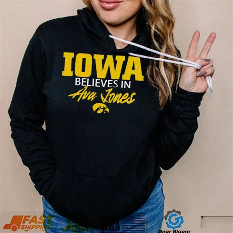 Basketball hawkeyes wearing Iowa believe in ava jones logo shirt ...