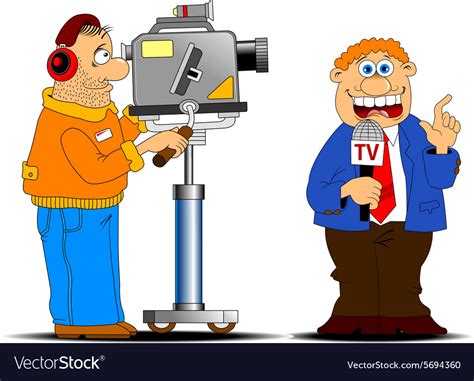 Media interview cartoon Royalty Free Vector Image