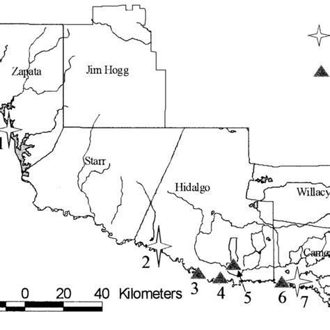 Map of the Lower Rio Grande Valley showing the locations for the... | Download Scientific Diagram