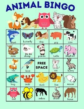 15 Sheet Animal Bingo Cards Game 4 Kids by TeachMasters Bazaar | TPT